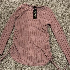 BeMaternity Mauve Ribbed Long Sleeve Top